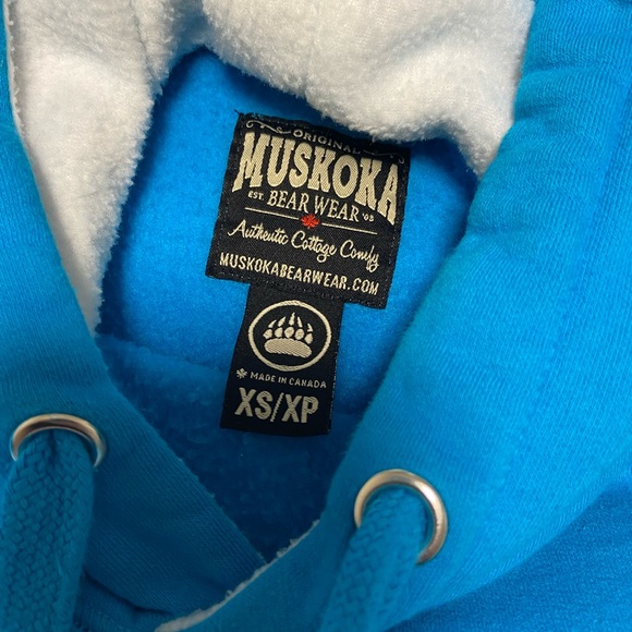 Muskoka Bear Wear Turquoise Blue Pullover Hoodie - Picture 2 of 8